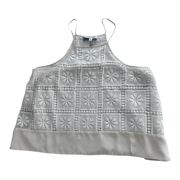 ELIZABETH and JAMES Ivory Sleeveless Floral Crochet  Tank Top Size Large - Picture 4 of 10